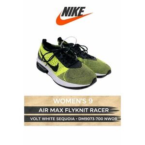 Nike Air Max Flyknit Racer Women's 9 Volt White Sequoia DM9073-700 NWOB